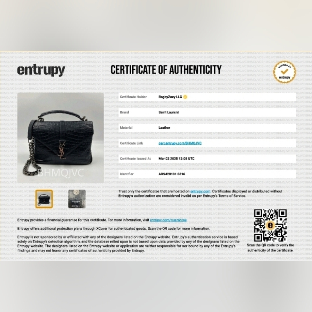 ❌ SOLD ❌ SAINT LAURENT Calfskin Crocodile Embossed College Satchel - Picture 15 of 15